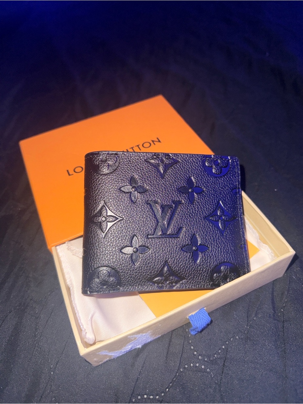 Louis Vuitton Black Embossed Monogram Bi-Fold Wallet